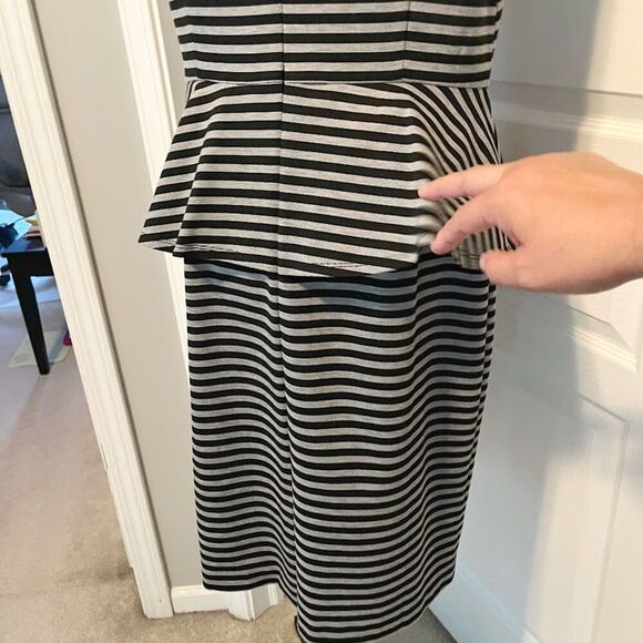 Ann Taylor NWT Stripe Peplum Stretch Sleeveless Fully Lined Sheath Dress - Picture 8 of 14